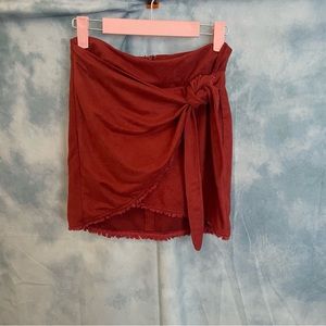 Lulu’s burnt orange suede wrap mini skirt • size small